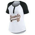 thumbnail image 2 of Women's WEAR by Erin Andrews White/Black San Francisco Giants Fitted Henley Raglan T-Shirt, 2 of 5