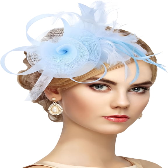 TUWAFE Victorian Feather Fascinators Hats-Derby Attire Headwear with Hairpin,Tea Party Hat for Woman