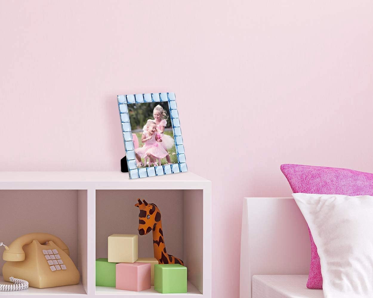 Isaac Jacobs Decorative Sparkling Light Blue Jewel Picture Frame, Photo Display & Home Décor 5x7