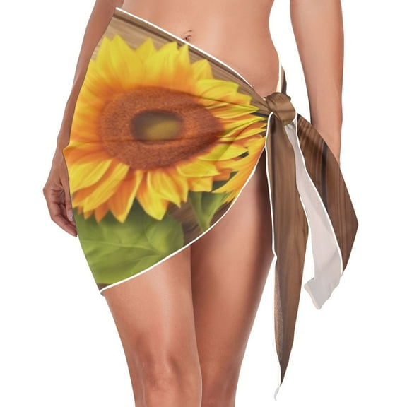 joogoo Sunflowers Women's Beach Sarong Bathing Suit Wrap Swimwear Cover Ups M