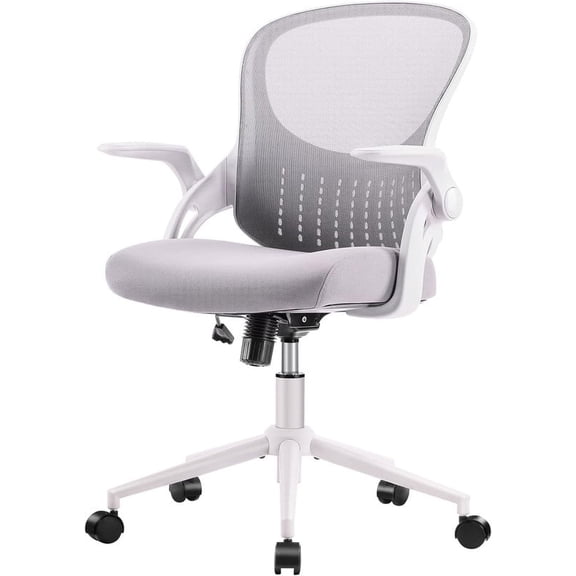 Nextay Office Chair, Ergonomic Computer Chair, Mesh Desk Chairs with Flip-up Arms for Home, Bedroom, Study, Student, Adults, Grey