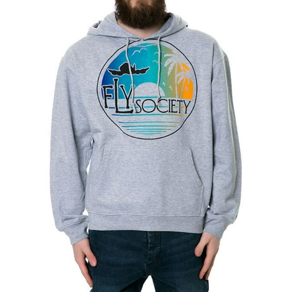 Fly Society Mens The Fly Life Hoodie Sweatshirt, Grey, X-Large