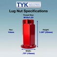 thumbnail image 3 of 16 Red 10x1.25 Flat Base Lug Nut Set - 14mm Hex - 1.25 Inch Tall - Fits Many ATV UTV Kodiak, Banshee, Rapto,r Honda, Yamaha, Suzuki ATV UTV Wheels, 3 of 13