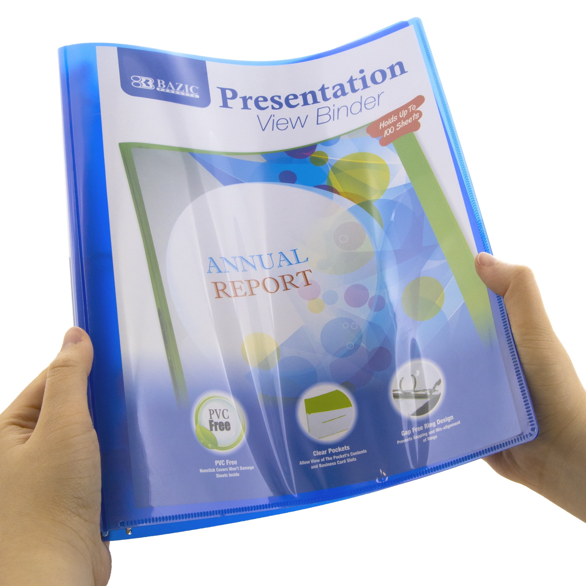 BAZIC 3 Ring Binder 1/2" Poly Presentation View Binders, 100 Sheets, 48-Count