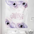 thumbnail image 1 of Peacock Christmas Tapestry, Cursive Merry Xmas Lettering and Feathers Pastel Colored, Fabric Wall Hanging Decor for Bedroom Living Room Dorm, 5 Sizes, Grey Pink and Pale Lavender, by Ambesonne, 1 of 1