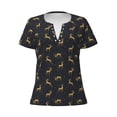 thumbnail image 4 of Wukai Christmas Deers Casual V-Neck Graphic Tees for Women: Lightweight and Breathable Summer Tops with Stylish Design-Small, 4 of 8