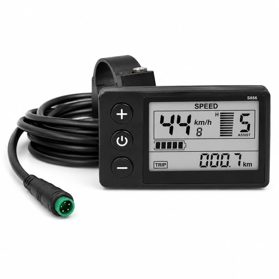 Electric LCD Display Meter, S866 Bike Computer, 24V 36V 48V Electric Scooter Control Panel with Plug, Bike Speedometer Odometer, for 22.2mm/0.9in Handlebars