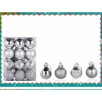 24-Pack Small Christmas Tree Baubles, Glitter Hanging Ball Ornaments for Home Hotel Office Xmas Party Decoration Supplies(F)