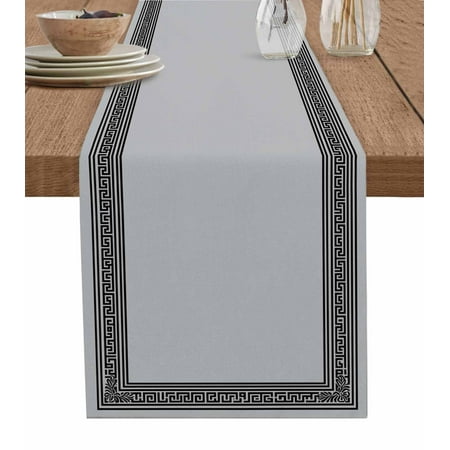 Table Runners 70 Inches Long Dress Scarves Black Retro Greek Key Farmhouse Coffee/Dining/Kitchen Table Decor Holiday Table Runner Gray Greece Ancient Farmhouse Geo 13x70 Inch