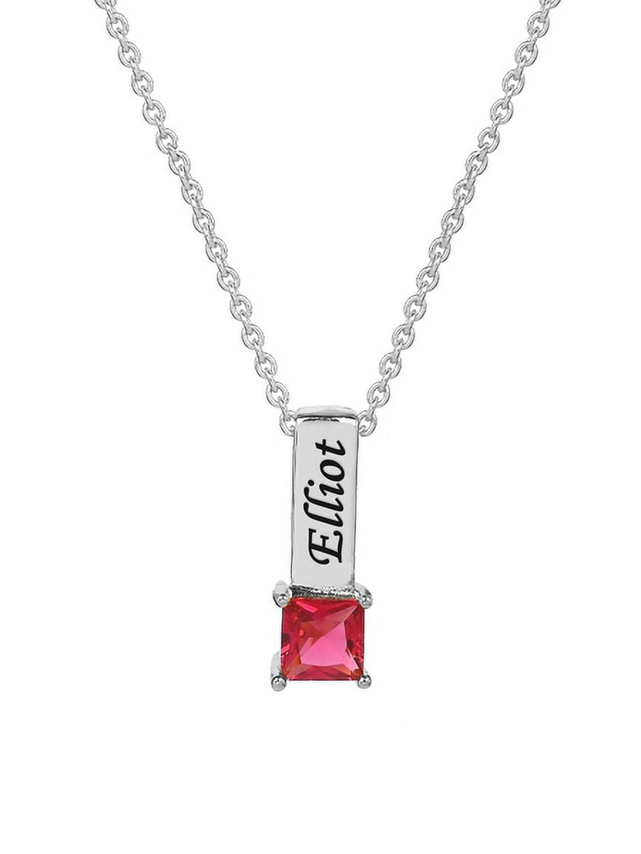 Personalized Family Charm Pendant with Up to 6 Square-Shaped Birthstones