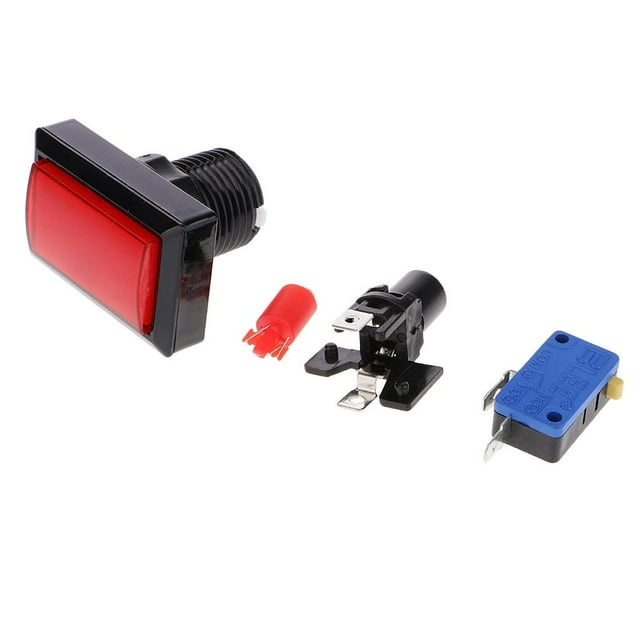 KLKCMS 1 Pce Bouton de Jeux d'Arcade Rectangulaire avec DEL Éclairée et Micro-Interrupteur - Rouge