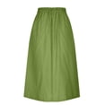 thumbnail image 4 of qelini Womens Linen Skirt Pocket Loose Long Skirt High Waist Straight Skirt Botton Solid Color Summer Skirt, 4 of 5