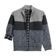 thumbnail image 3 of X RAY Jeans Boy's Full Zip Mock Neck Sweater With Fleece Lining, Oatmeal/Charcoal, L, 3 of 5