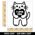 thumbnail image 2 of Cat Holding I Love You Heart Anniversary Valentine's Day Square Rubber Stamp Stamping Scrapbooking Crafting - Small 1.25in, 2 of 7