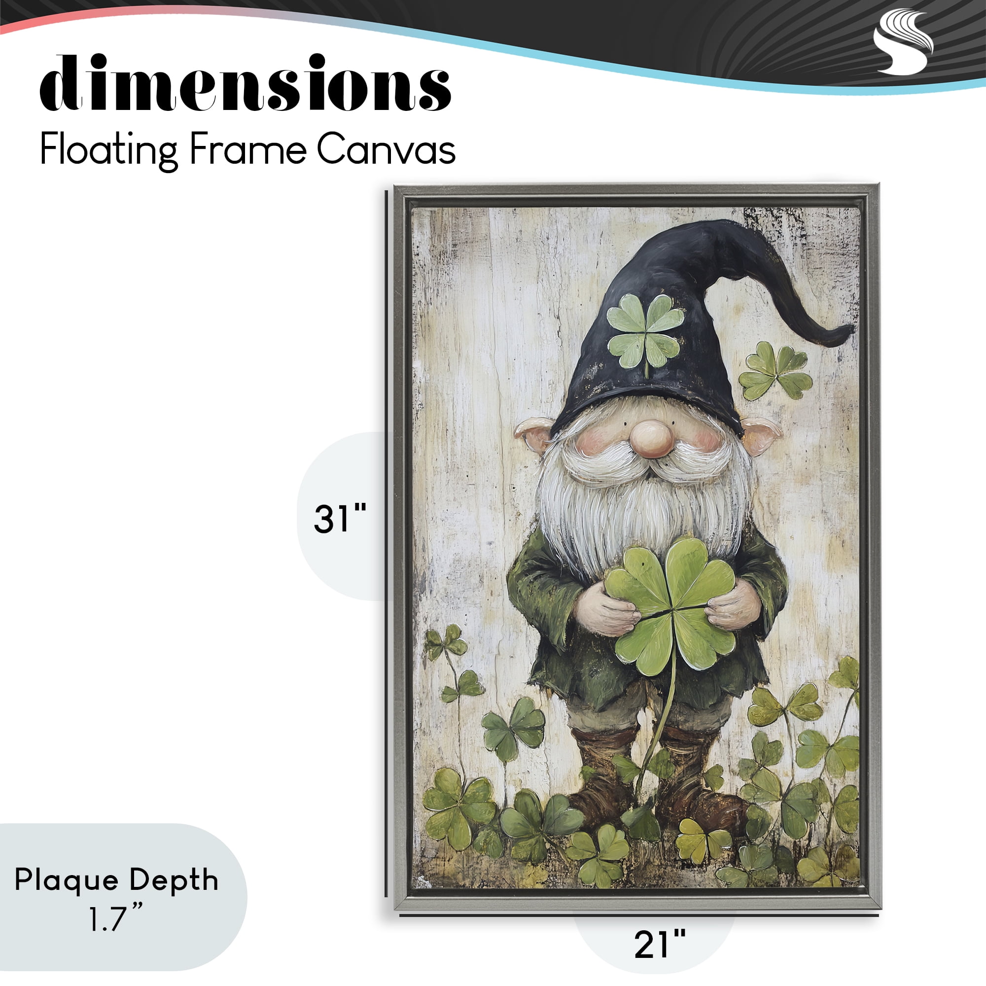 Stupell Industries Cottage Shamrock Gnome Gray Framed Floater Canvas Wall Art, design by Tina LeCour
