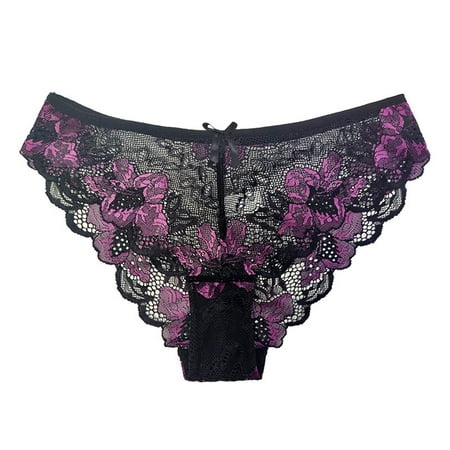 Icvfdpl Panties For Women Lace Transparent Hollow Out Comfort Seamless Low Waist Lingerie Thong Comfortable Skin-Friendly Womens Underwear Briefs Black 2Xl