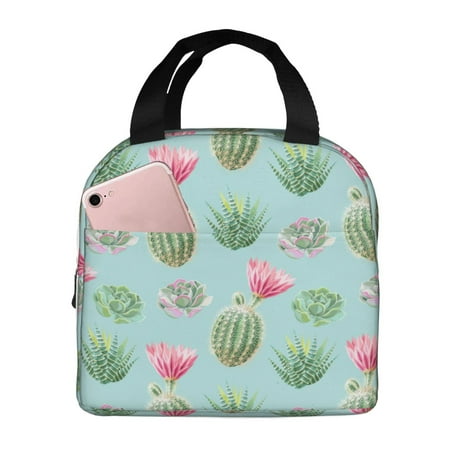 Insulated Lunch Bag for Women Men - Cactus Succulents green Leakproof Cooler Lunch Box for Women Men  Lunch Tote Bags for Work School Picnic Travel