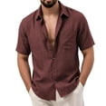 thumbnail image 2 of Cmfcve Men's Linen Shirts Short Sleeve Button Down Shirts Wrinkle Resistant Casual Vacation Beach Summer Tops, 2 of 7