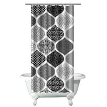 Small Stall Narrow Shower Curtain 36"W x 72"L – Tropical Bohemian Leaves, Mid-Century Abstract Boho Botanical Bathroom Decor, Vintage Floral Palm Leaf Pattern, Rustic Tribal Folk Style