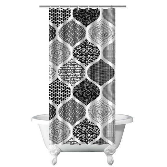 Small Stall Narrow Shower Curtain 36"W x 72"L – Tropical Bohemian Leaves, Mid-Century Abstract Boho Botanical Bathroom Decor, Vintage Floral Palm Leaf Pattern, Rustic Tribal Folk Style