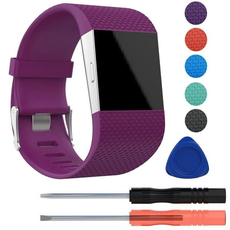 Fitbit Surge Warranty EEEKit Silicone Replacement Watch Band for Fitbit Surge Wristband, Surge Soft Band Wrist Strap Bracelet with Tool Kit for Fitbit Surge ()