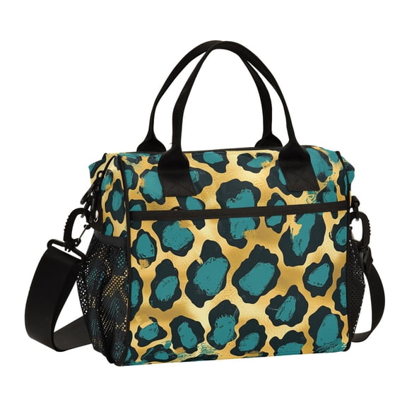 Gold Leopard Print Cooler Bag Lunch Bag Soft Cooler Cooling Tote Insulated Lunch Box for Adult Men Women