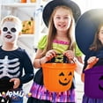 thumbnail image 4 of PMU Halloween Jack-O-Lantern Trick or Treat Pail Bucket - Candy Gift Basket for Kids - Pumpkin Plastic Buckets - Halloween Décor -9 Inch Assorted Colors (Orange,Purple,Black) Pkg/3, 4 of 5