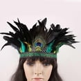 thumbnail image 3 of Accesorios de disfraces de de estilo nacional de plumas, indio de corona para carnaval, fi Halloween, de danza , Adultos Verde Macarena Cintas para el pelo, 3 of 7