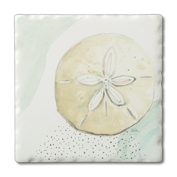 CounterArt "Sand Dollar On Beach" Single Absorbent Stone Tumbled Tile Coaster 1 Pack