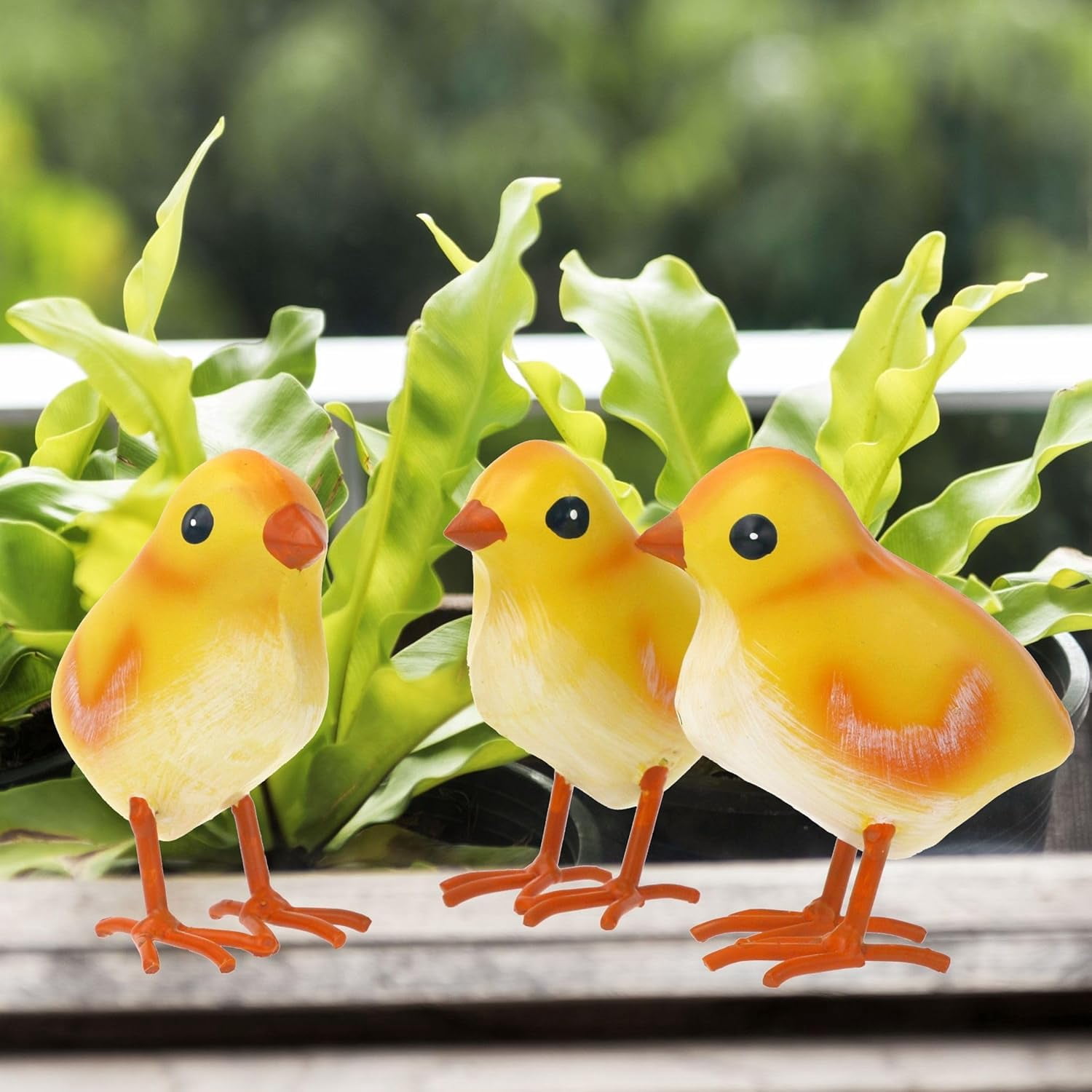 ANHXN Rooster Decor Metal Chicken Yard Art Garden Chick Statues Outdoor Figurines Easter Decoration
