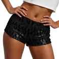 thumbnail image 6 of COMVALUE Women's Sequin Mini Shorts Glitter Low Rise Skinny Sparkly Rave Party Shorts (Black, M), 6 of 6