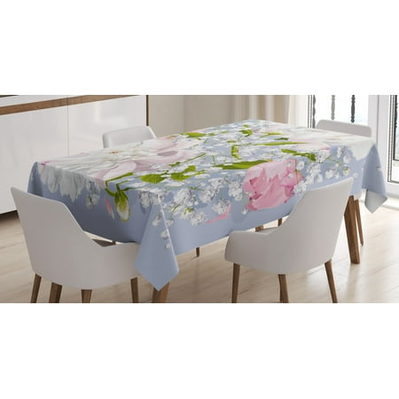 

Flowers Tablecloth Romantic Bridal Bouquet with Peonies Leaves and Gypsophila Valentines Day Wedding Rectangular Table Cover for Dining Room Kitchen 52 X 70 Inches Multicolor by Ambesonne