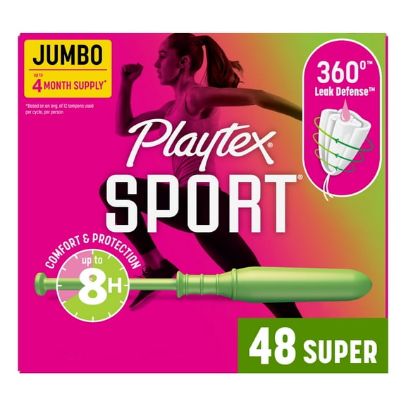 Playtex Sport Tampons, Unscented, Super (48 Count)