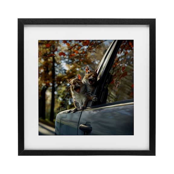 Stupell Industries Funny Squirrel Truck Black Framed Print Under Glass design by Jim Baldwin, 13 x 13