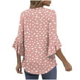 thumbnail image 5 of FAHXNVB 3/4 Length Sleeve Womens Tops Double Layered Casual Business Work Blouses Dressy Floral Printed V Neck Office Tunic Shirts, 5 of 7