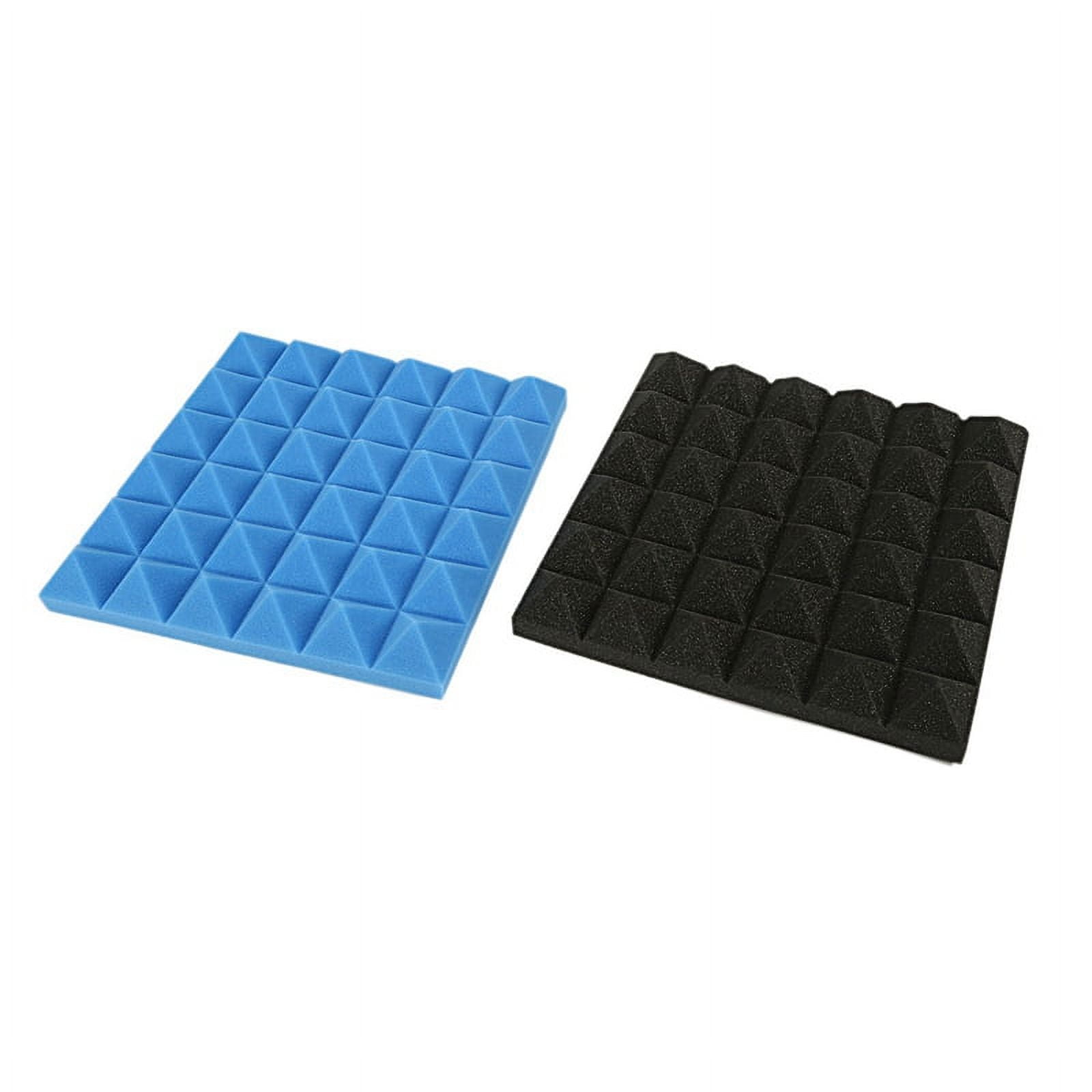 36X Charcoal Acoustic Foam Tiles Soundproofing Foam Panels Studio Sound Padding 2 x 10 x 10 Inch(Black+Blue)