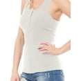 thumbnail image 6 of MixMatchy Women's Solid Scoop Neck Frontal Snap Button Basic Ribbed Tank Top, 6 of 6