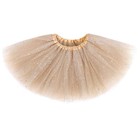Tutus for Girls Girls Dress Tulle Tutu Skirt with Sparkling Sequins Gold Tutu for Girls Toddler Tutu, Golden, 2-8 Years