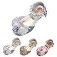 thumbnail image 5 of Liyamei Fashion Summer Girls Sandals Dress Performance Dance Shoes Flat Light Sequins Pearl Mesh Bow Buckle Girls Summer Sandals Size Pink 3-3.5 Years, 5 of 5