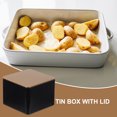 thumbnail image 4 of Uxcell Rectangular Tin Box, Metal Storage Tin Box Portable Storage Container with Lid for Tea Candy Treats Gifts Black-Gold, 4 of 7