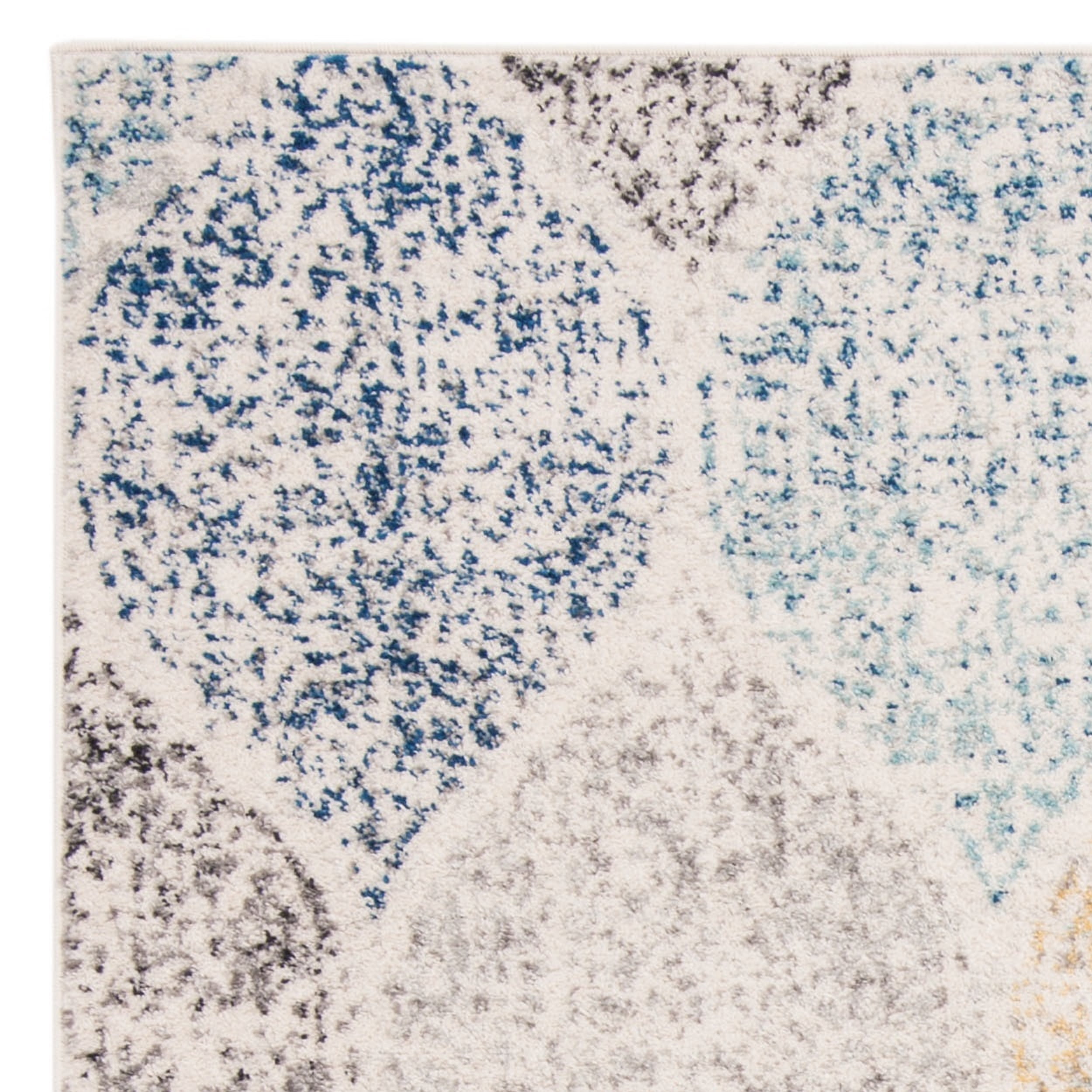SAFAVIEH Madison Leighton Geometric Area Rug, Ivory/Blue, 5'3" x 5'3" Square