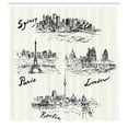 thumbnail image 3 of Ambesonne Urban Shower Curtain, World's Famous Cities, 69"Wx70"L, Cream Black, 3 of 5