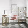 Ella L Desk, White/Gold