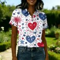 thumbnail image 4 of 250th Anniversary USA Shirt for Women Short Sleeve T-Shirts 250 Years Anniversary Button Down Patriotic Flag Graphic Top, 4 of 5