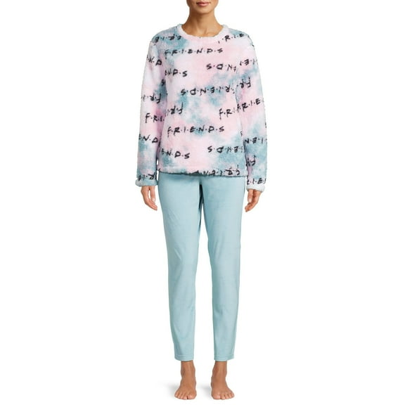 Friends Women's and Women's Plus License Pajama Set 2 Piece Set (Small) Pink