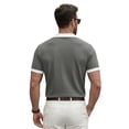 thumbnail image 5 of Telankuip Summer Color Block Waffle Short Sleeve Polo Shirts for Men Casual Textured Quarter Button Collar Comfortable Breathable Top Dress Business Work Shirt with Pocket Grey XXL, 5 of 8