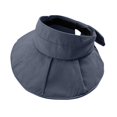 thumbnail image 2 of Helii Women Crownless Open Top Sun Hat Wide Brim UV Protection Ponytail Hat with Adjustable Bowknot Drawstring, Foldable Packable Floppy Beach Visor Cap Black,One Size, 2 of 5