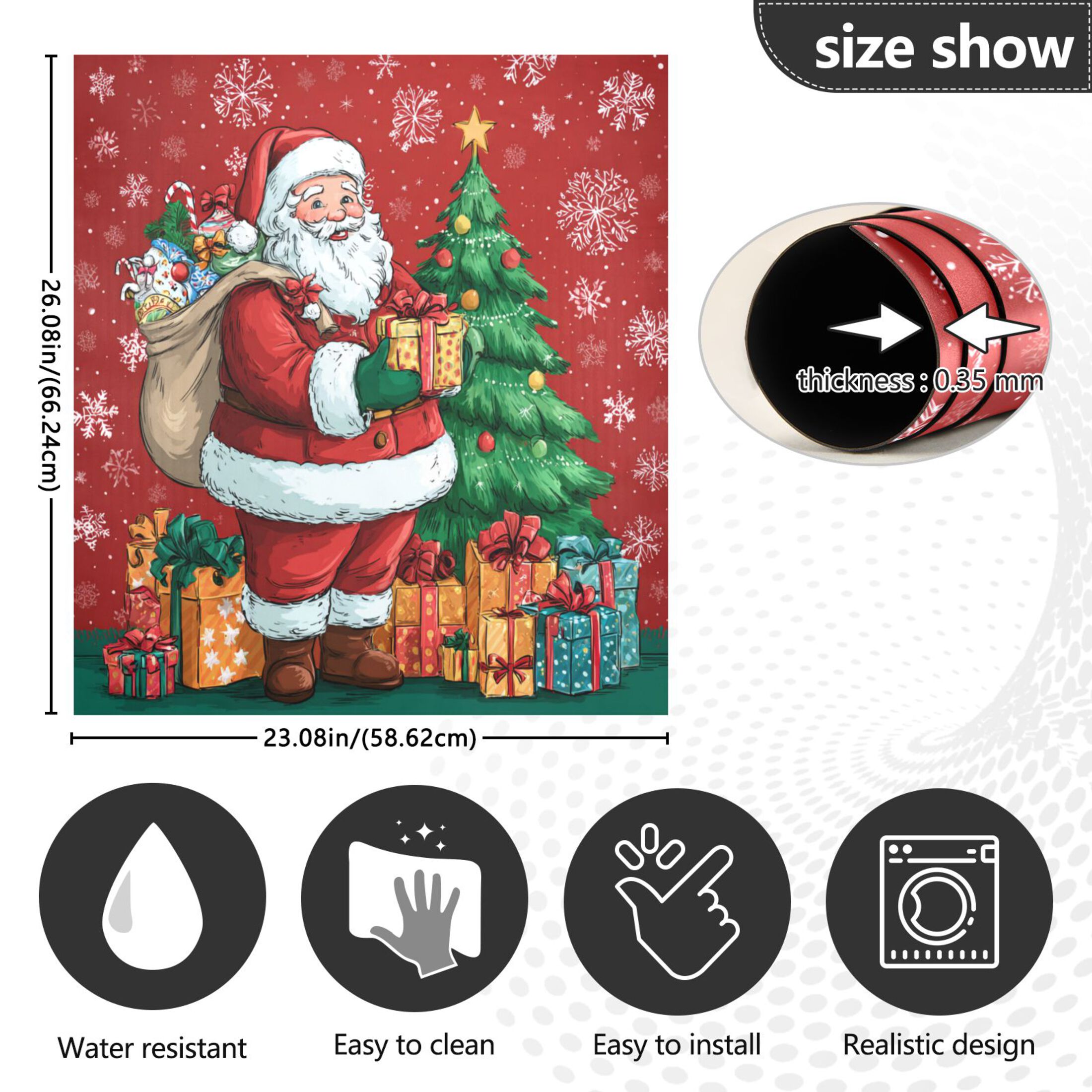 Dishwasher Magnetic Refrigerator Magnet Cover Sticker Home Decorative 23"x26" Santa Claus and His Presents