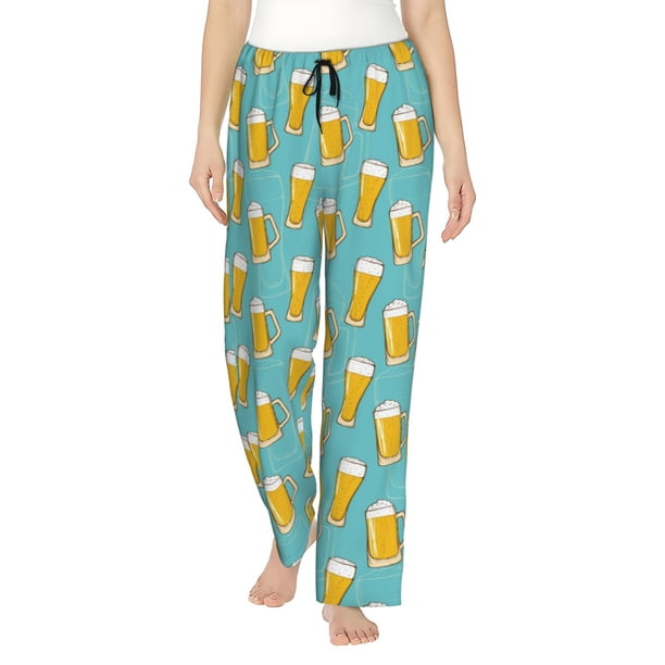 Balery Beer Pantalones de pijama para mujer, pijamas ultraligeros, pantalones de estar por casa-Medium