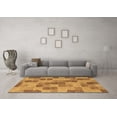 thumbnail image 3 of Ahgly Company Indoor Round Checkered Brown Modern Area Rugs, 4' Round, 3 of 4